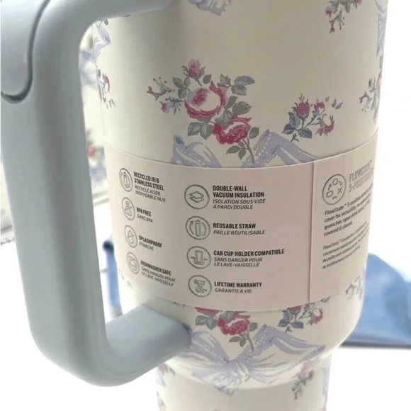 Stanley LoveShackFancy 40oz Quencher  FlowState Tumbler Coquette Bow Chantilly - Picture 5 of 6